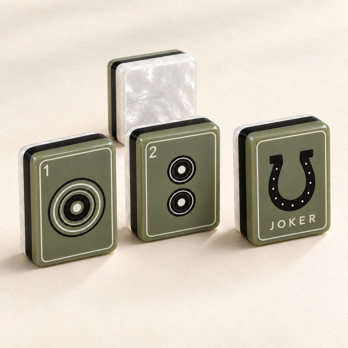 Green mahjong tiles set