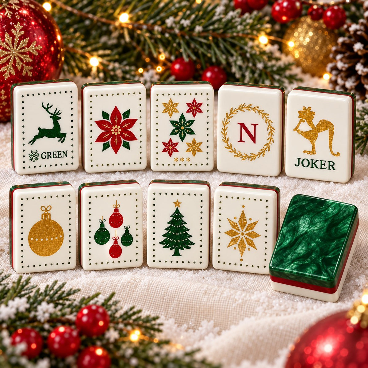 Christmas mahjong tiles