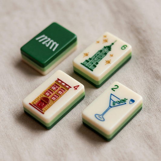 Cocktail City American Mahjong Tiles - Drinks and Landmark Building Motif Set
