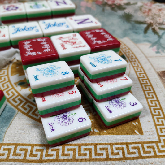American Purple Floral Mahjong Tiles Set | Love Letter Lavender Flower Garden 160 Tile Engraved Acrylic Board Game Set – photo 2