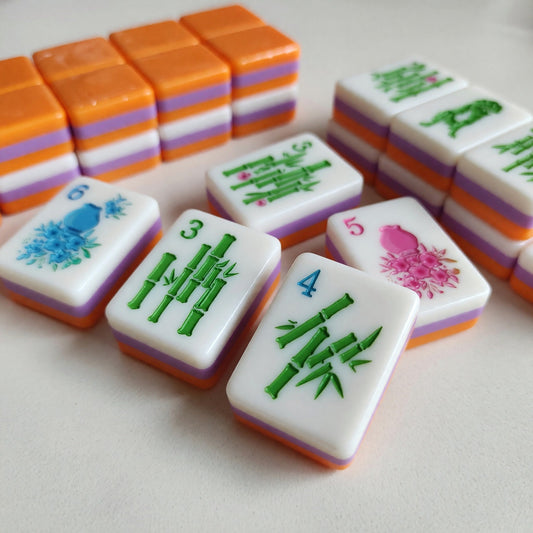 American Traditional Bamboo Mahjong Tiles Set | Classic Numbered Orange 160 Tile Engraved Acrylic Board Game Set – photo 2