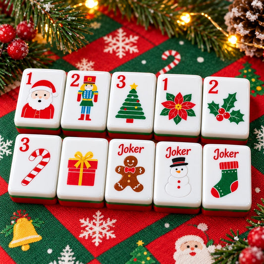 Christmas Santa Reindeer Trees American mahjong tiles set with christmas artwork