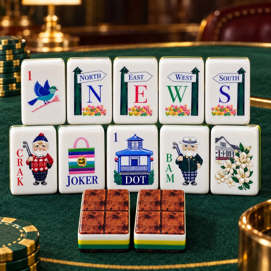 Casino Card Suit Joker American mahjong tiles set with playing cards and casino games artwork