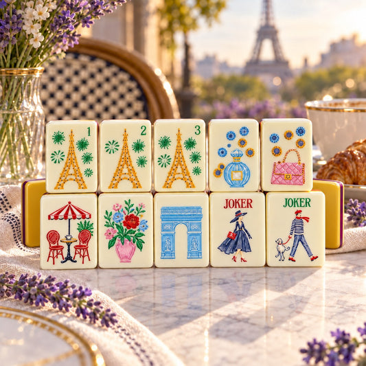 Paris Landmark Eiffel Tower American mahjong tiles set with paris landmarks and french motifs artwork