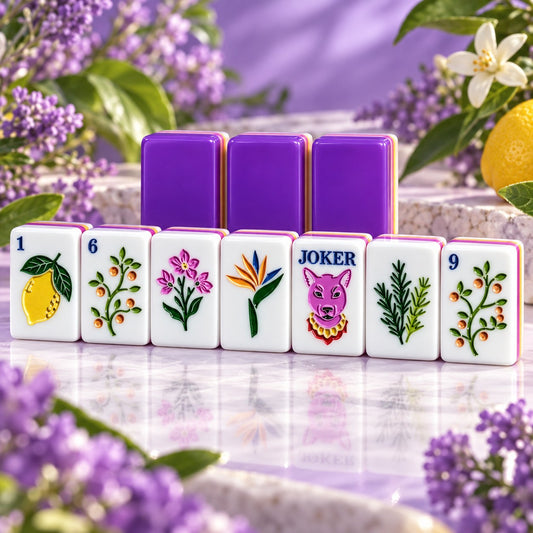 Botanical Fruit Flowers Animals American mahjong tiles set with botanical and animal motifs artwork