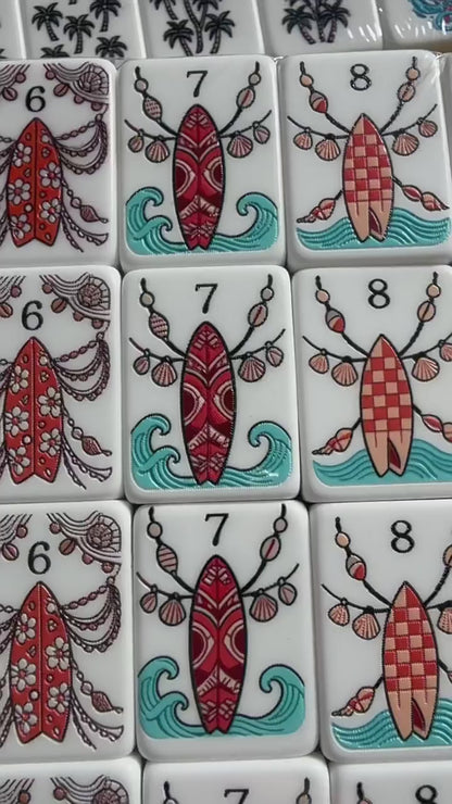 Classic Bamboo and Number Mahjong Tiles - Orange Backed Set